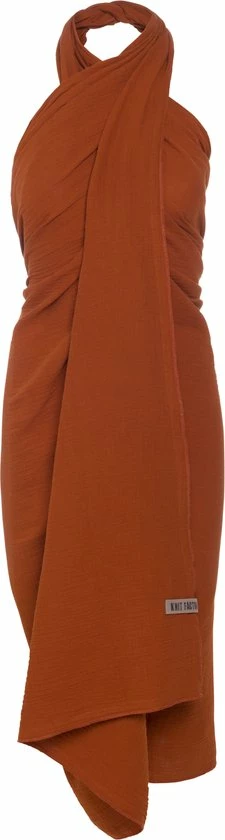 Knit Factory Liv Pareo - XL Sjaal - Stranddoek - Terra - 100% Biologisch Katoen