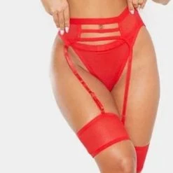 Merkloos Lenceria Babydoll Ondergoed Beha Slipje Set G-string | Sexy Jarretel Set Met Strass Elementen - Medium -Lingerie-Dames-Badmode Winkel 260x840