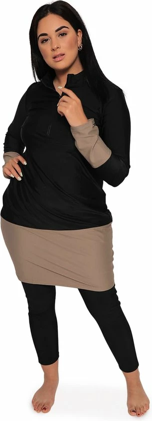 MYKINY BRAND BURKINI Pearl, UV Werende Jurk En Broek, Zwem Set, Dames, UV 50 Beschermende Zwem Tuniek En Zwem Broek M, Set ExclusiefTurban 2 MYKINY BRAND BURKINI Pearl, UV Werende Jurk En Broek, Zwem Set, Dames, UV 50 Beschermende Zwem Tuniek En Zwem Broek M, Set ExclusiefTurban - Afbeelding 2