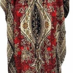 Merkloos Kaftan Met Aantrekkoord En V Hals One Size 36-50 Rood