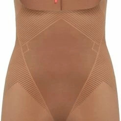 SPANX Thinstincts 2.0 Open-bust Mid Thigh Bodysuit | Kleur Café Au Lait (Dark Nude) I Maat L