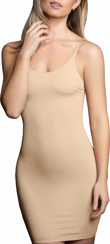Bye Bra Invisible Jurk, Corrigerende Onderjurk, Slipdress Voor Dames, Shapewear Voor Dames, Verstelbare Bandjes, Beige , L 4 Bye Bra Invisible Jurk, Corrigerende Onderjurk, Slipdress Voor Dames, Shapewear Voor Dames, Verstelbare Bandjes, Beige , L - Afbeelding 4