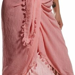 Pareo ASTRADAVI - Sarong Met Franjes - Dames Beachwear Omslagdoek - Kleur Roze