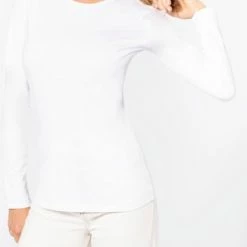 Kariban Set Van 3 Dames-t-shirt Ronde Hals Lange Mouwen Wit Maat S -Lingerie-Dames-Badmode Winkel 467x840 4