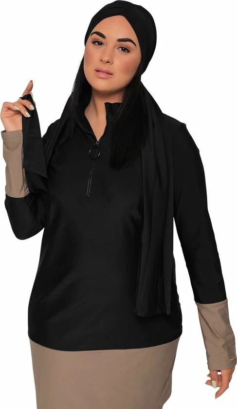 MYKINY BRAND BURKINI Pearl, UV Werende Jurk En Broek, Zwem Set, Dames, UV 50 Beschermende Zwem Tuniek En Zwem Broek M, Set ExclusiefTurban 6 MYKINY BRAND BURKINI Pearl, UV Werende Jurk En Broek, Zwem Set, Dames, UV 50 Beschermende Zwem Tuniek En Zwem Broek M, Set ExclusiefTurban - Afbeelding 6