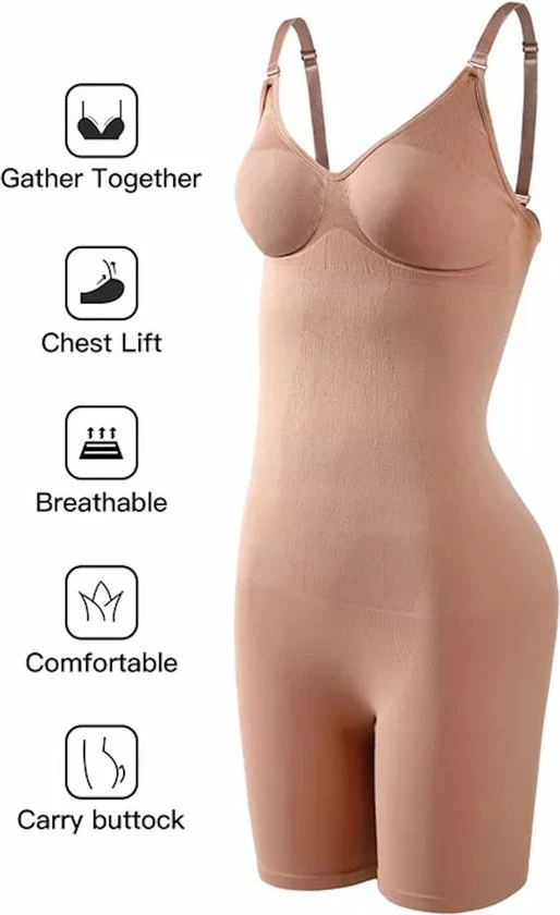 Wow Peach - Full Bodysuit Plas Gat- Seamless - Shapewear - Shaper - Corrigende Ondergoed - Butt & Chest Lift - Nude - Maat: X-Large 6 Wow Peach - Full Bodysuit Plas Gat- Seamless - Shapewear - Shaper - Corrigende Ondergoed - Butt & Chest Lift - Nude - Maat: X-Large - Afbeelding 6