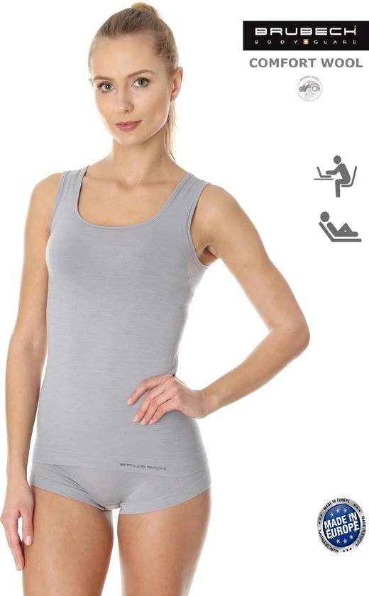 Brubeck Comfort | Dames Ondergoed Hemd Naadloos Met Merino Wol - Ash Grijs - XL 1 Brubeck Comfort | Dames Ondergoed Hemd Naadloos Met Merino Wol - Ash Grijs - XL