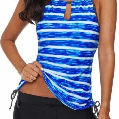 Merkloos Tankini Dames 2-Delig - Blauw Gestreept - Maat S -Lingerie-Dames-Badmode Winkel 533x840