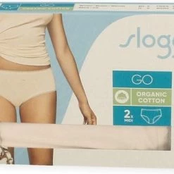 Sloggi Dames Basic Midi GO Organische Slip 2-pack - Creme - L -Lingerie-Dames-Badmode Winkel 550x326
