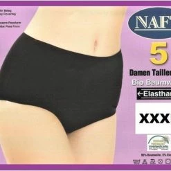 Naft Katoenen Damesslips (5pack) Zwart Maat XXXL