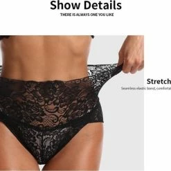 Merkloos 3 In 1 Dames Naadloze Kanten Hipster | Hoge Taille Slips | Butt Lifter | Zwart - Maat S - 3 Stuks -Lingerie-Dames-Badmode Winkel 550x421 3