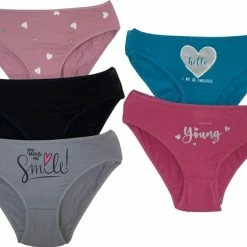 VANILLA – Dames Ondergoed, Dames Slip – 5 Pack - Egyptisch Katoen – Print: Multicolor – M – Bi3427