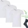 Boru Bamboo Bamboo T-Shirt - Ronde Hals - Super Zacht - Antibacterieel - Perfect Draagcomfort - 95% Bamboo - 3 Stuks - 1 Paar Bamboo Sokken Cadeau - Wit - XXXL