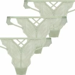 Hunkemöller Dames Lingerie 3-pack String Yakira - Groen - Maat XL -Lingerie-Dames-Badmode Winkel 550x439 4