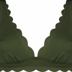 Hunkemöller Dames Badmode Triangle Bikinitop Scallop - Groen - Maat M