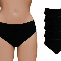 VANILLA - Dames Ondergoed, Dames Slip, Lingerie - 5 Stuks - Egyptisch Katoen - Zwart - S