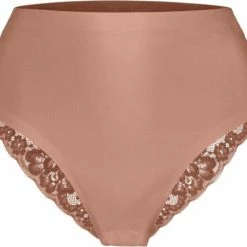 Ten Cate Secrets Lace Women Nuturals High Waist Brazilian (1-pack) - Dames Slip Hoge Taille - Pink Nut - Maat: XL