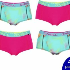 4-Pack O'Neill Dames Blended Shorts Ondergoed 800762 - Roze / Blauw - Maat S