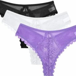 Merkloos 3 Pack - Sexy Dames String Met Kant - Paars, Wit En Zwart - Dames Lingerie / Ondergoed Set - Maat L -Lingerie-Dames-Badmode Winkel 550x473 5