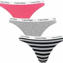 Calvin Klein Dames 3P Strings Plus Size Stripe Multi - XL