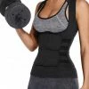 Wow Peach - Sport Body Shaper Vest - Corrigerende Top - Work Out - Afslanken - Sweat Shapewear - Verstelbaar - Zwart - Large