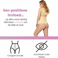 Myshapez Elegance - Corrigerende String - Waist Shaper - Corrigerende Slip Buik - Shapewear Dames - Beige - XL/XXL -Lingerie-Dames-Badmode Winkel 550x543 3