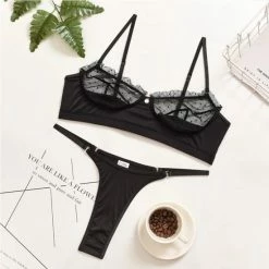 Merkloos Bagno Linda Kanten Lingerieset | Ondergoed | Beha Slipje Set | G-string | Zwart - Large -Lingerie-Dames-Badmode Winkel 550x550 109