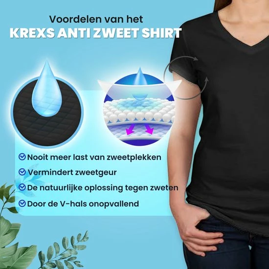 Anti Zweet Shirt - V-Hals – Krexs - Ingenaaide Okselpads – Anti Transpirant – Ondershirt - Zwart - Dames 5 Anti Zweet Shirt - V-Hals – Krexs - Ingenaaide Okselpads – Anti Transpirant – Ondershirt - Zwart - Dames - Afbeelding 5