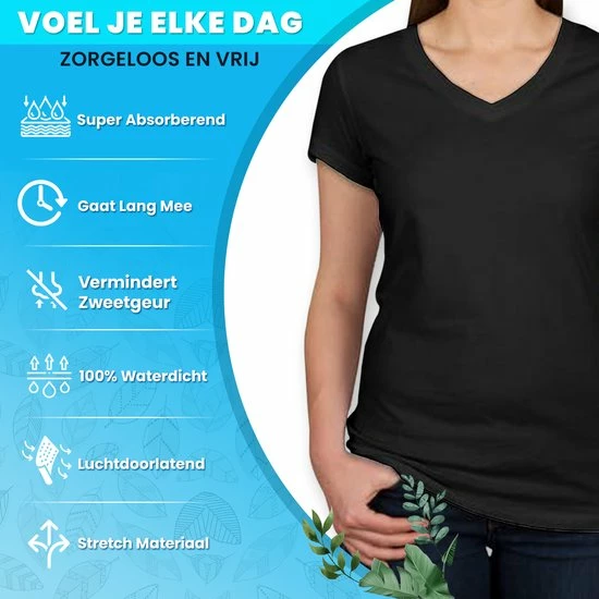 Anti Zweet Shirt - V-Hals – Krexs - Ingenaaide Okselpads – Anti Transpirant – Ondershirt - Zwart - Dames 8 Anti Zweet Shirt - V-Hals – Krexs - Ingenaaide Okselpads – Anti Transpirant – Ondershirt - Zwart - Dames - Afbeelding 8