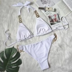 Merkloos Zomer Uitverkoop - Trendy Bikini - Juwelen Bikini's - Bikini - Strandmode - Hippe Bikini - Witte Bikini - Zomermode -Lingerie-Dames-Badmode Winkel 550x550 237