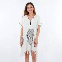 Merkloos Tavas Strandtuniek Mandala One Size Strandponcho Overtop Volwassene Strandmode Beach-dress Sarong Pareo Dress Strandjurk