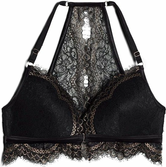 Intimissimi Zwarte Kanten Bh's Met Gouden Inzetstuk - Maat 70B - Sexy Dames Beha 2 Intimissimi Zwarte Kanten Bh's Met Gouden Inzetstuk - Maat 70B - Sexy Dames Beha - Afbeelding 2