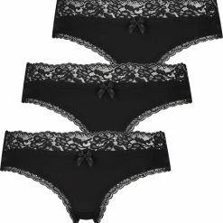 Hunkemöller Dames Lingerie 3-pack Dakota Brasilian Short - Zwart - Maat S