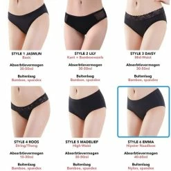 Bamboozy Menstruatie Ondergoed Hipster Naadloos 4-laags Emma Maat 2XL 44-46 Zwart Period Underwear Duurzaam Menstrueren Incontinentie Zero Waste -Lingerie-Dames-Badmode Winkel 550x566 1