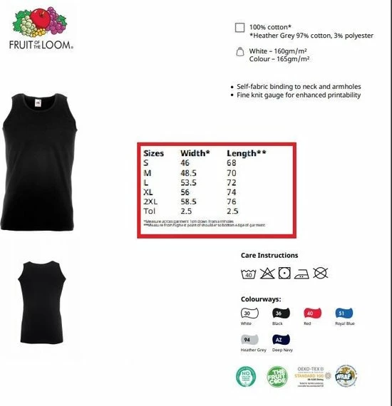 5 Pack Fruit Of The Loom Valueweight Sportshirt-Onderhemd Wit Maat XL 6 5 Pack Fruit Of The Loom Valueweight Sportshirt-Onderhemd Wit Maat XL - Afbeelding 6