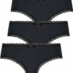 Hunkemöller Lingerie Dames 3-pack Brazilian Short Katoen Georgia - Zwart - Maat XS
