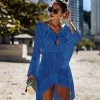 Merkloos Strandjurkje - Bikini Cover Up - Gehaakt Jurkje - Beach Dress - ONE SIZE - DBlauw