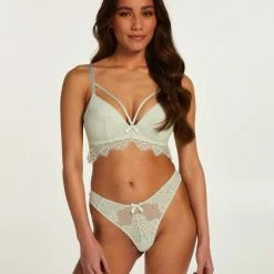 Hunkemöller Dames Lingerie Hoog Uitgesneden String Marilee - Groen - Maat XS