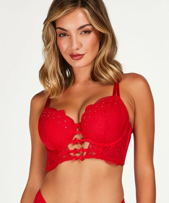 Hunkemöller Dames Lingerie Voorgevormde Longline Beugel Bh Oceana - Rood - Maat F70 3 Hunkemöller Dames Lingerie Voorgevormde Longline Beugel Bh Oceana - Rood - Maat F70 - Afbeelding 3