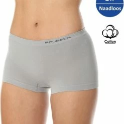 Brubeck Dames Ondergoed Boxershorts - Naadloos Elastisch Katoen 3-Pack - Grijs M