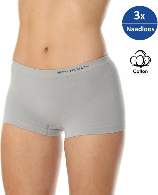 Brubeck Dames Ondergoed Boxershorts - Naadloos Elastisch Katoen 3-Pack - Grijs M 1 Brubeck Dames Ondergoed Boxershorts - Naadloos Elastisch Katoen 3-Pack - Grijs M