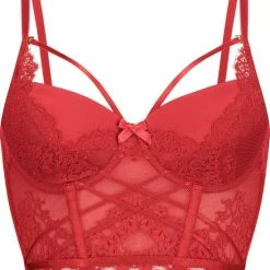 Hunkemöller Dames Lingerie Voorgevormde Longline Beugel Bh Claire - Rood - Maat B80