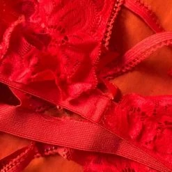 Merkloos Lenceria Babydoll Ondergoed Beha Slipje Set G-string | Sexy Jarretel Set Met Strass Elementen - Medium -Lingerie-Dames-Badmode Winkel 550x733 36