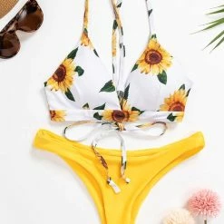 Merkloos Bikini Dames -Bikini Sets -Sunflower Printed Bikini - Bikini Zomer 2022 - Blauw - Maat M -Lingerie-Dames-Badmode Winkel 550x733 45