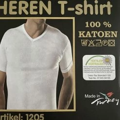 Merkloos V-hals Heren T-shirt Katoen - 2-pack - Wit - Maat XL
