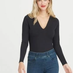 Spanx Suit Yourself Bodysuit V Hals Lange Mouwen - Maat XL - Kleur Zwart -Lingerie-Dames-Badmode Winkel 550x741 7