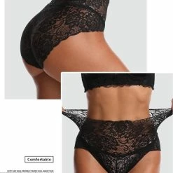 Merkloos 3 In 1 Dames Naadloze Kanten Hipster | Hoge Taille Slips | Butt Lifter | Zwart - Maat S - 3 Stuks -Lingerie-Dames-Badmode Winkel 550x772 3