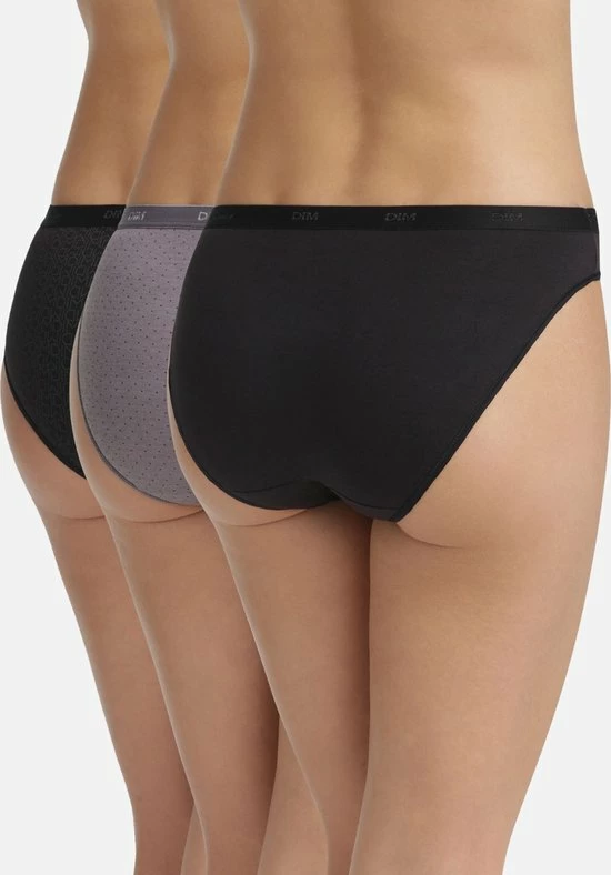 Dim Les Pockets Slips - Onderbroeken - Stretch Katoen - Dames - 3 Stuks - Maat 42/44 - Zwart/Grijs 4 Dim Les Pockets Slips - Onderbroeken - Stretch Katoen - Dames - 3 Stuks - Maat 42/44 - Zwart/Grijs - Afbeelding 4