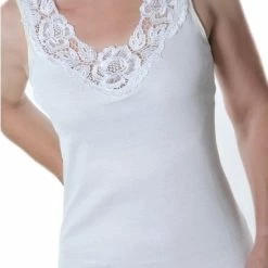 Merkloos Toker Dames Hemd Kant, Breed Bandje 228/1 - 50 - Wit -Lingerie-Dames-Badmode Winkel 550x811