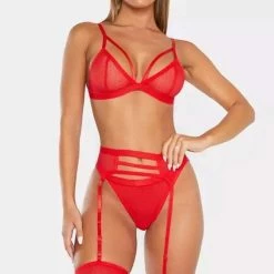 Merkloos Lenceria Babydoll Ondergoed Beha Slipje Set G-string | Sexy Jarretel Set Met Strass Elementen - Medium -Lingerie-Dames-Badmode Winkel 550x816 2